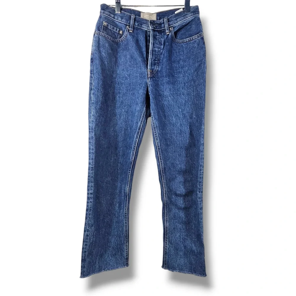 EUC Everlane The Cheeky Mid-Rise Cotton Raw Hem Jeans Sz. 25x26 Washed Midnight - Picture 2 of 11